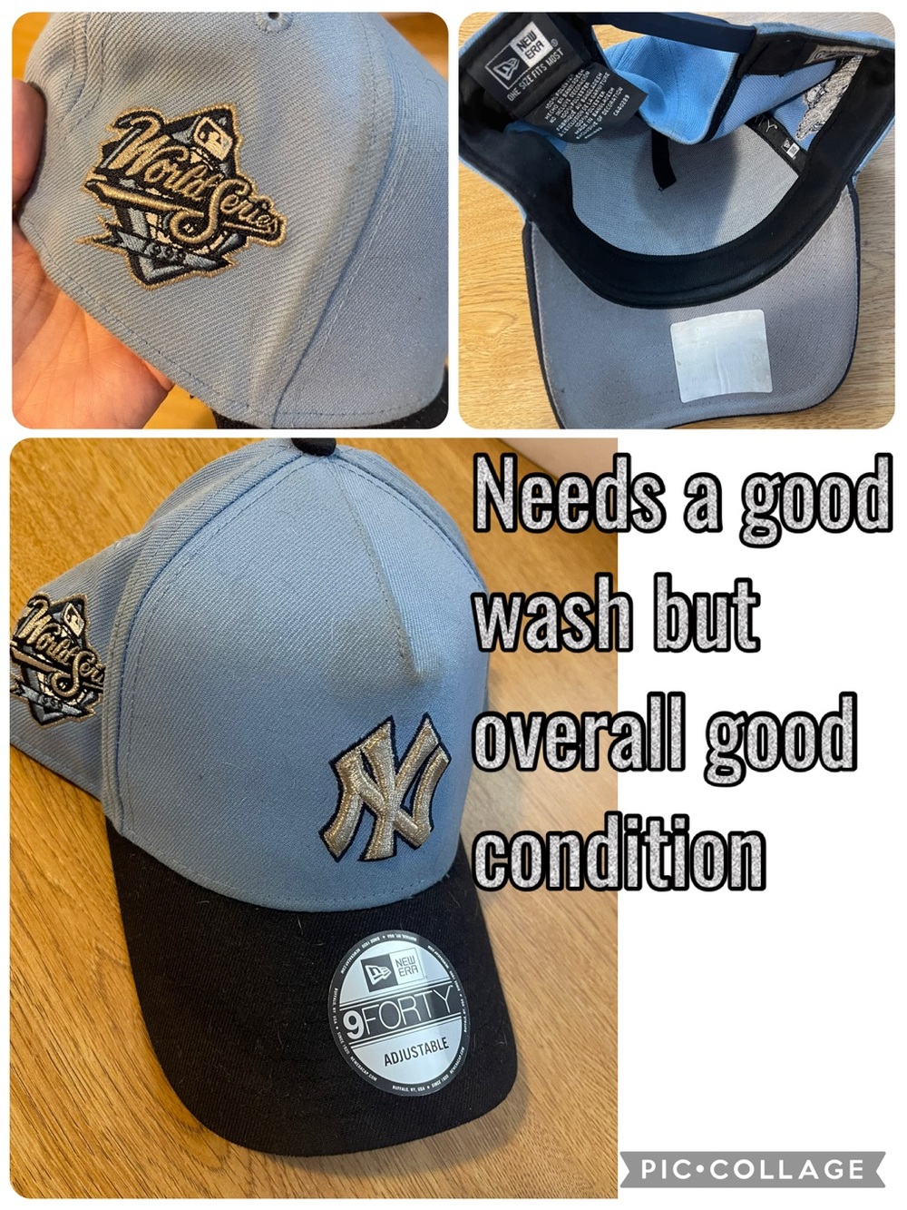 New Era Light Blue and Navy NY Yankees 9FORTY Adjustable Cap